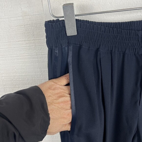 Vince Pants XS Womens Blue Slim Leg Elastic Waist Pockets Tuxedo Stripes - Picture 3 of 10